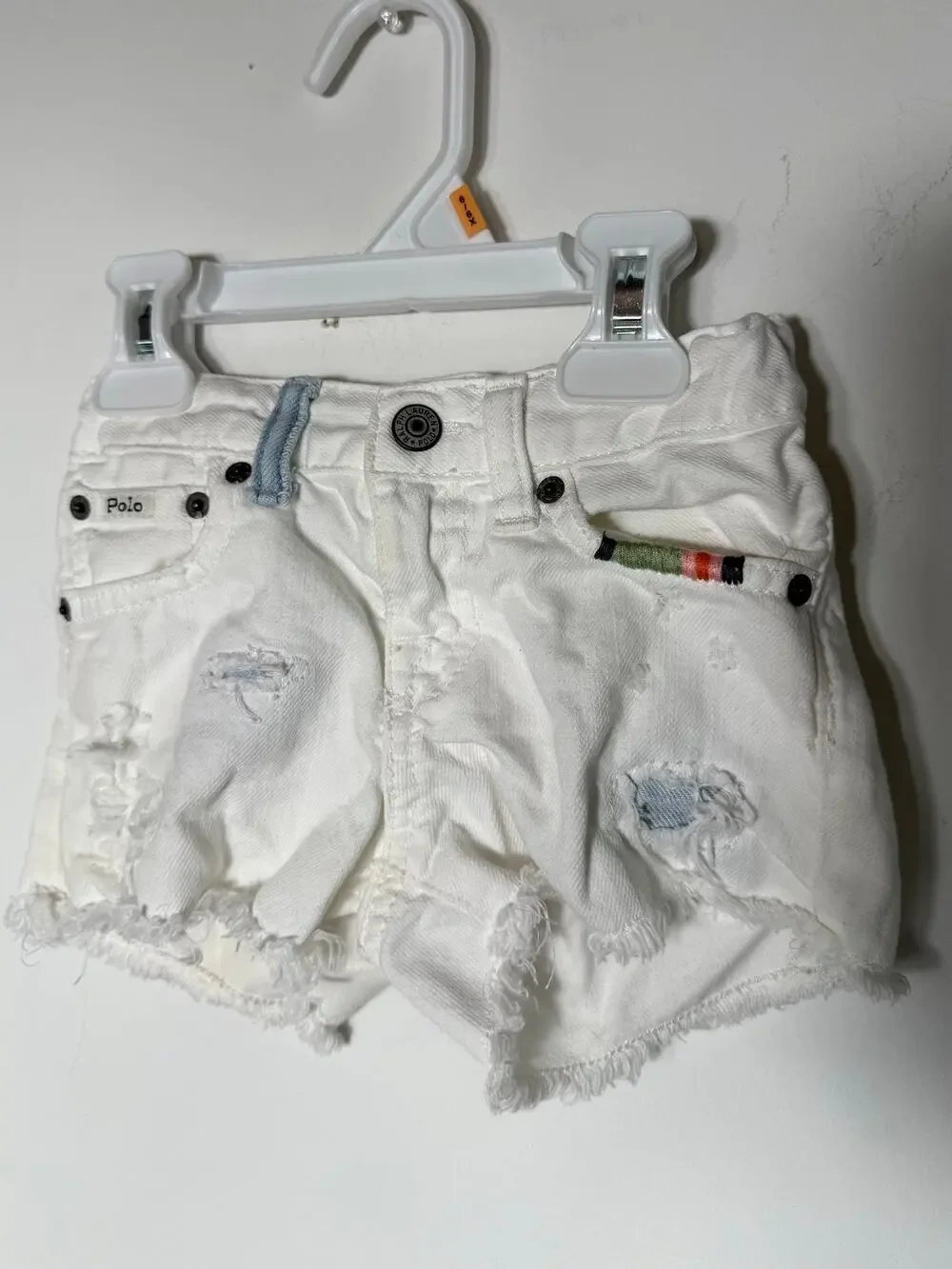 Polo Ralph Lauren White 4T Girls Adjustable Waist Embroidered Jeans Shorts